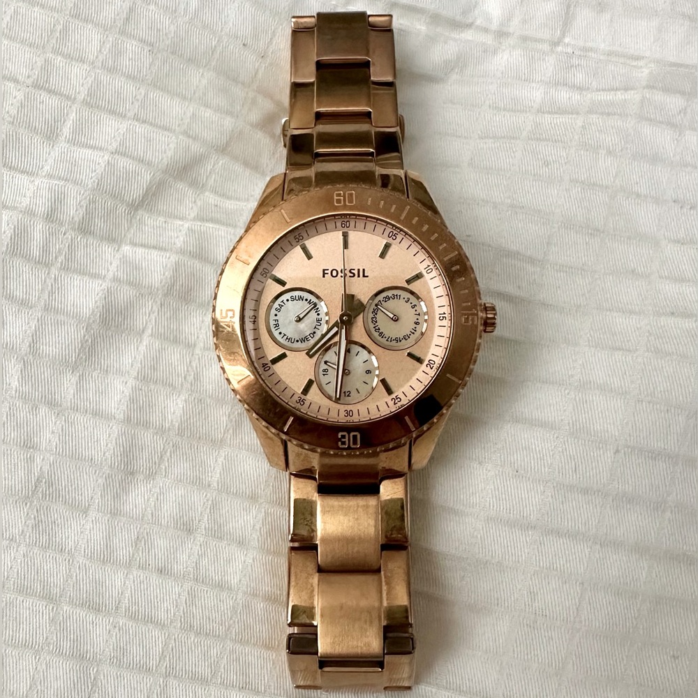 Fossil stella rose gold ladies watch